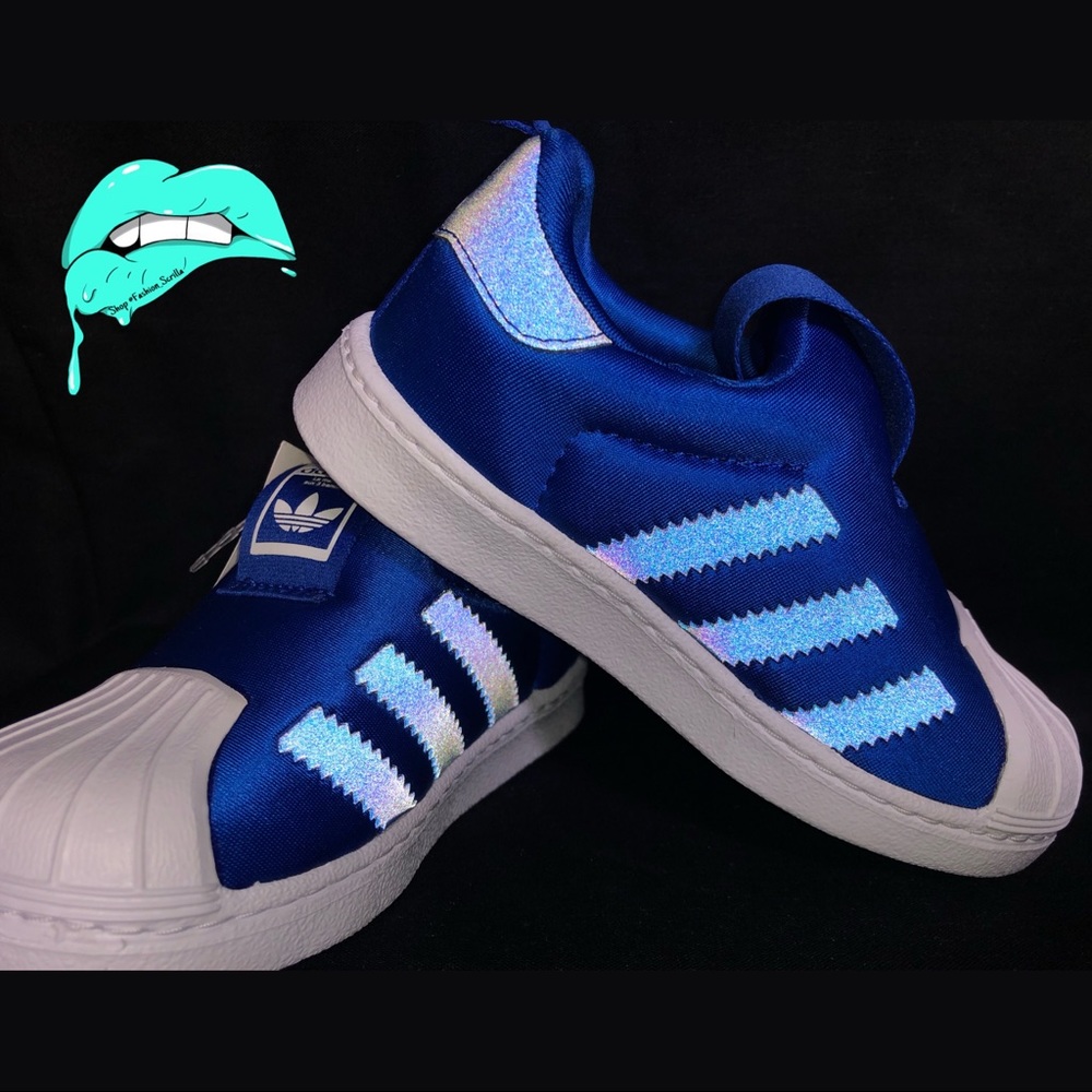 Adidas Superstar 360 Infant Blue White 3M Reflective Iridescent Sneakers - Picture 2 of 9